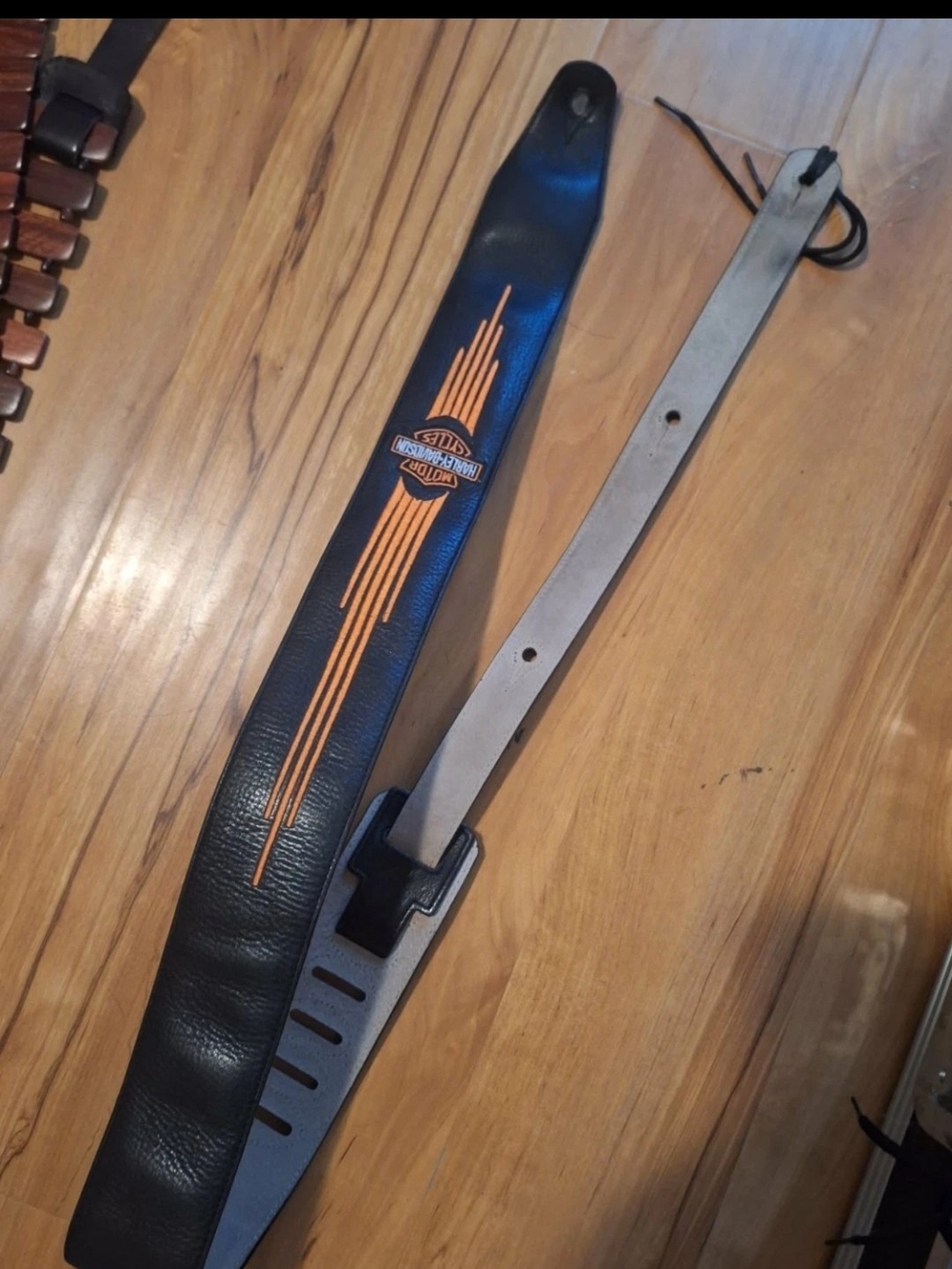 Harley-Davidson Black and Orange Leather Strap with Logo